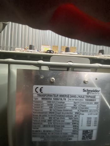 Transfo 1000 KVA 15750 V Schneider