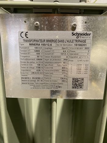 Transfo 100 KVA 12600 V Schneider