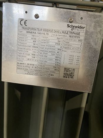 Transfo 160 KVA 15750 V Schneider