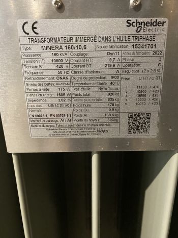 Transfo 160 KVA 10600 V Schneider