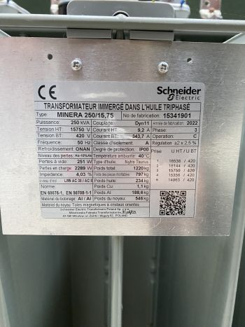 Transfo 250 KVA 15750 V Schneider